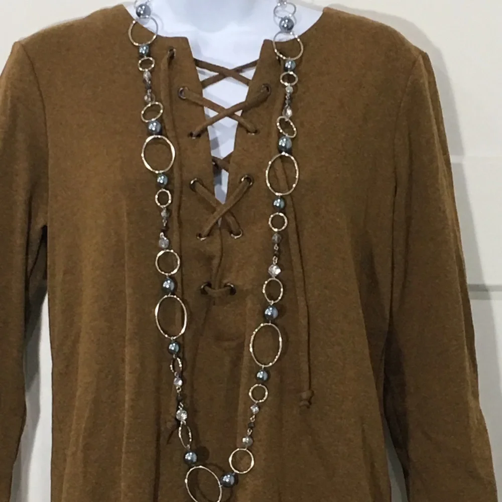 Free People tie up tunic dress size small brown